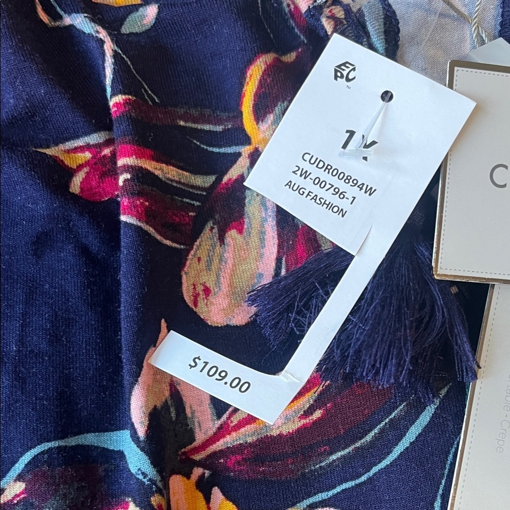 Cupio Navy Floral Long Sheer Sleeve Dress - Picture 5 of 12